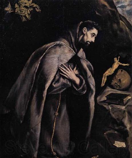 GRECO, El St Francis in Prayer before the Crucifix